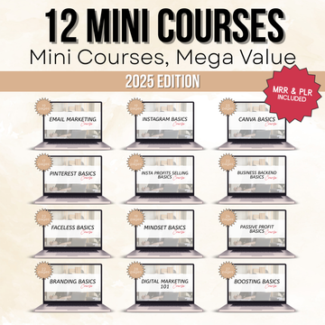 12 Digital Marketing Mini Courses Bundle (2025 Edition) | Master Resell Rights & PLR | Build Wealth Online with Resellable Courses