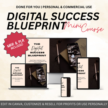 Digital Success Blueprint | Editable Digital Marketing Audio & Video Mini Course | Canva PLR + MRR | Social Media & Instagram Content Training