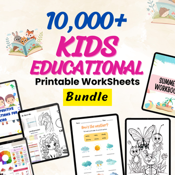 10,000+ Kids Educational Printables Bundle | Worksheets, Posters, Journals & Activities (Digital Download)