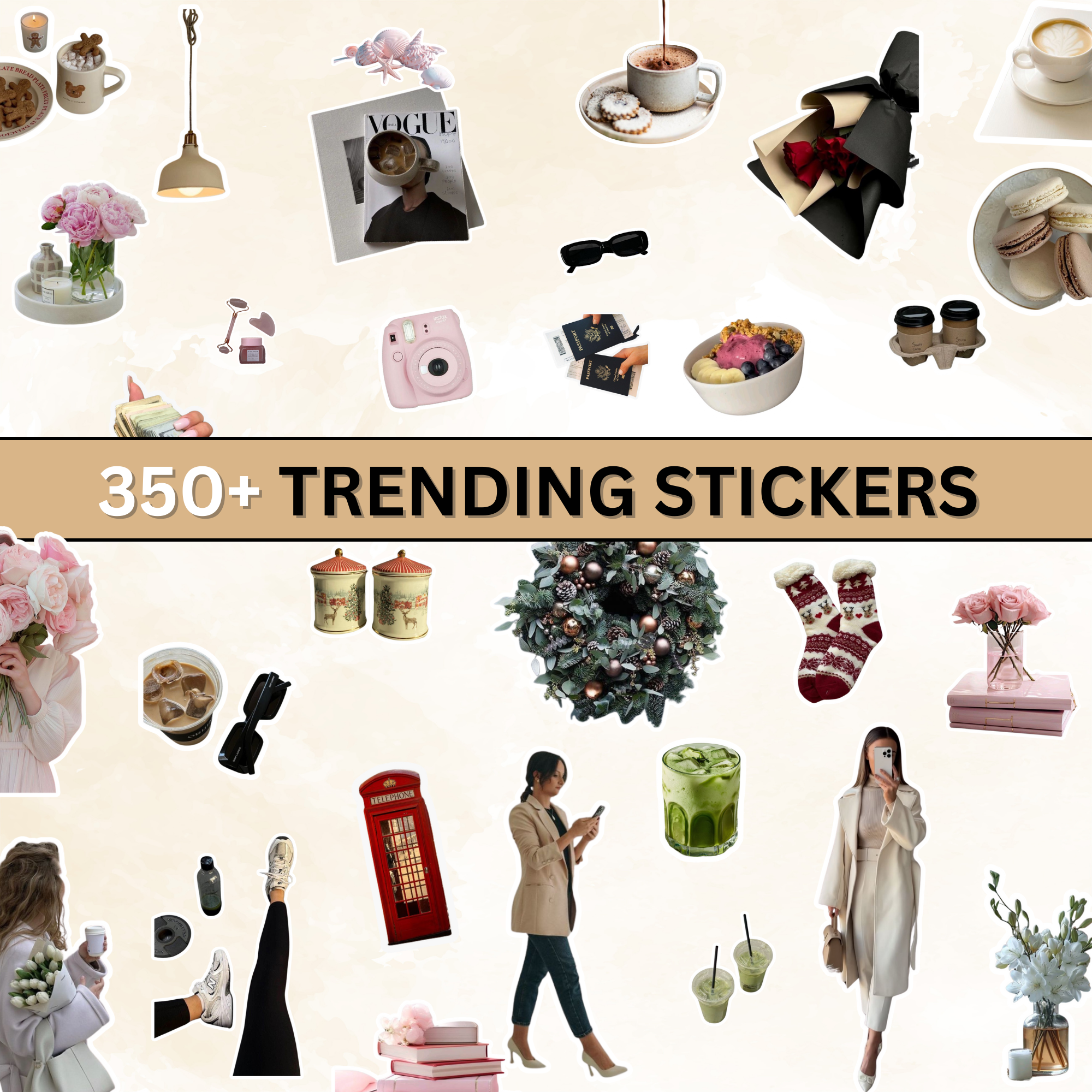 320 Aesthetic Carousel Templates + 350+ Trending Stickers | Digital Product for Canva & Social Media Marketing
