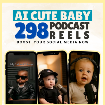 298 AI Cute Baby Podcast Reels – Instant Download Social Media Boost Pack