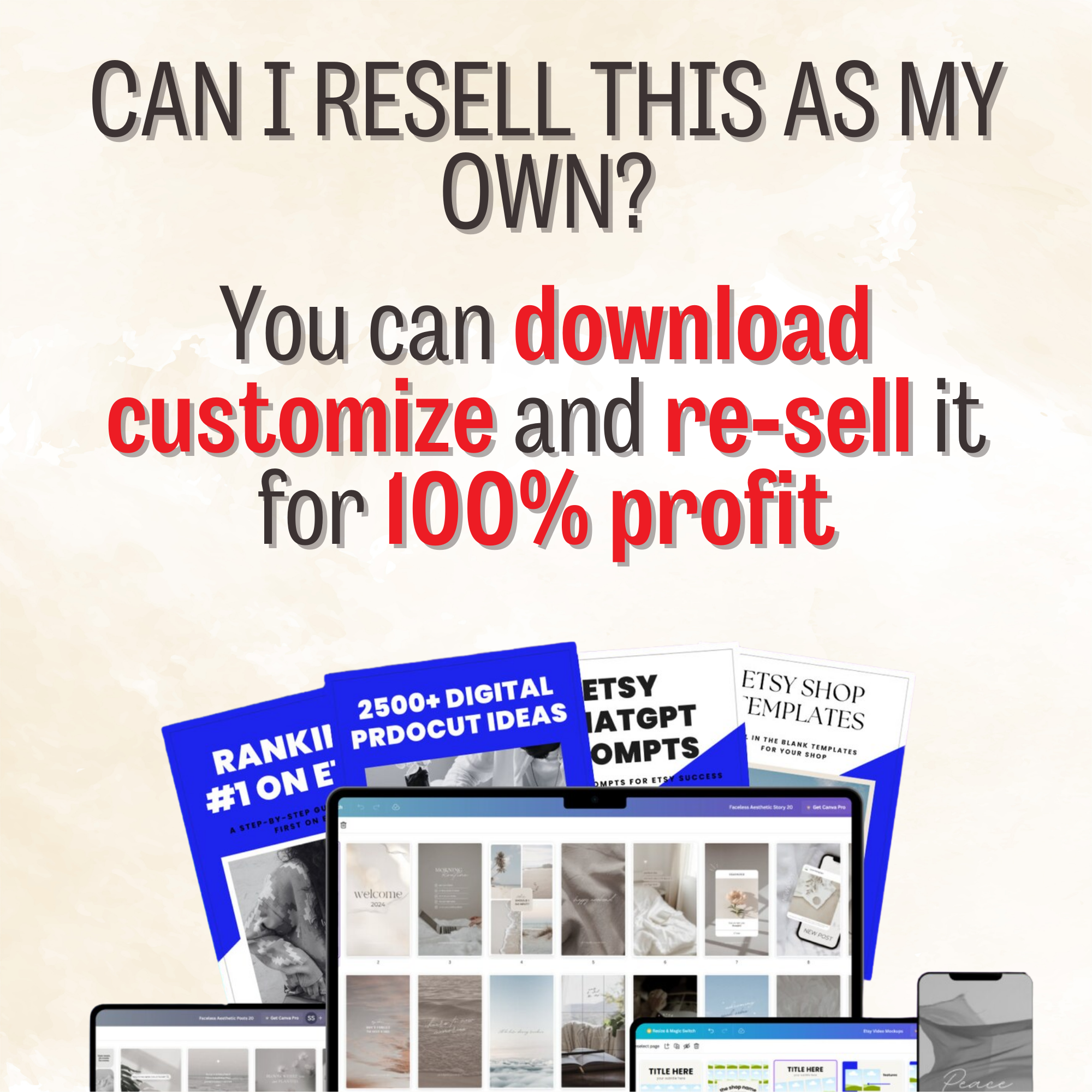 All-in-One Etsy Shop Kit | PLR + MRR Digital Product Bundle | DFY Etsy Planner with Master Resell Rights