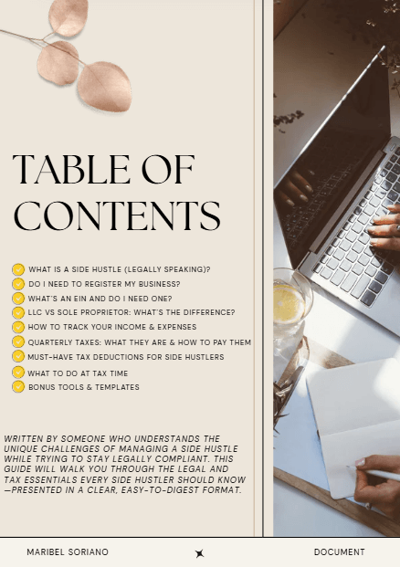 Legal and Financial Clarity for Side Hustlers: A Step-by-Step Guide - RoncesBizPro4U-PDFGuide
