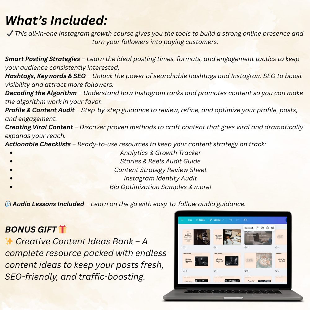 Digital Success Blueprint | Editable Digital Marketing Audio & Video Mini Course | Canva PLR + MRR | Social Media & Instagram Content Training