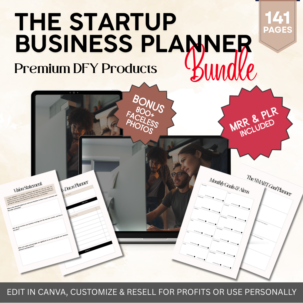 Business Launch Planner | Done-for-You Canva Workbook (Editable PLR + MRR Rights)