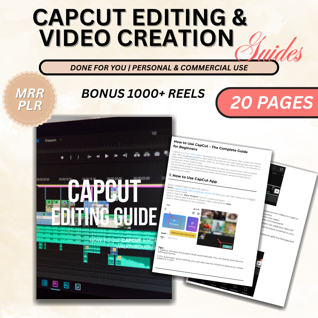CapCut Video Editing Guide – Master Resell Rights, Editable Templates & Social Media Reels