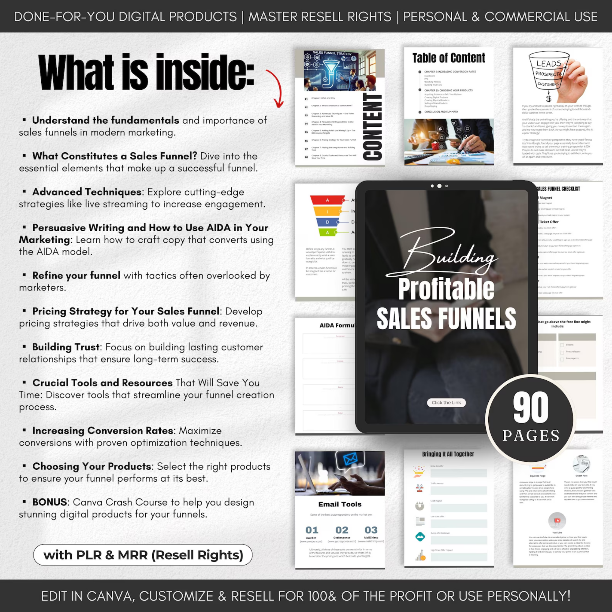Ultimate Sales Funnel Guide for Beginners | Digital eBook + Canva Template | With PLR & MRR Rights | DFY Passive Income System