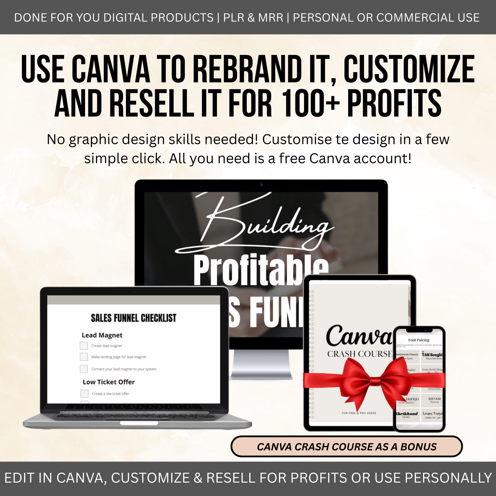 Ultimate Sales Funnel Guide for Beginners | Digital eBook + Canva Template | With PLR & MRR Rights | DFY Passive Income System