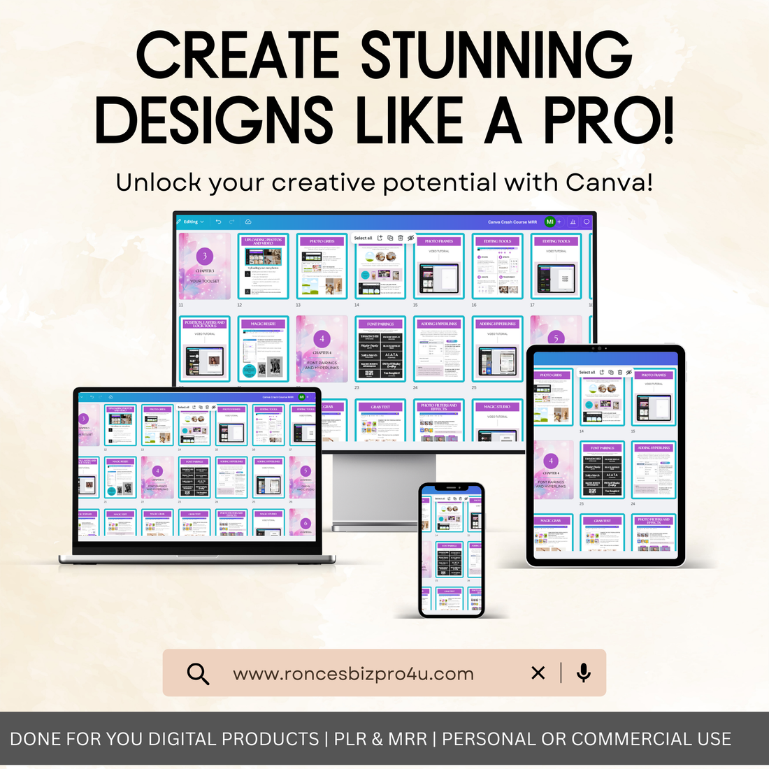 Canva Crash Course | Editable Templates + Video Tutorials | With PLR & MRR Rights | Rebrand & Sell as Your Own | DFY Digital Product