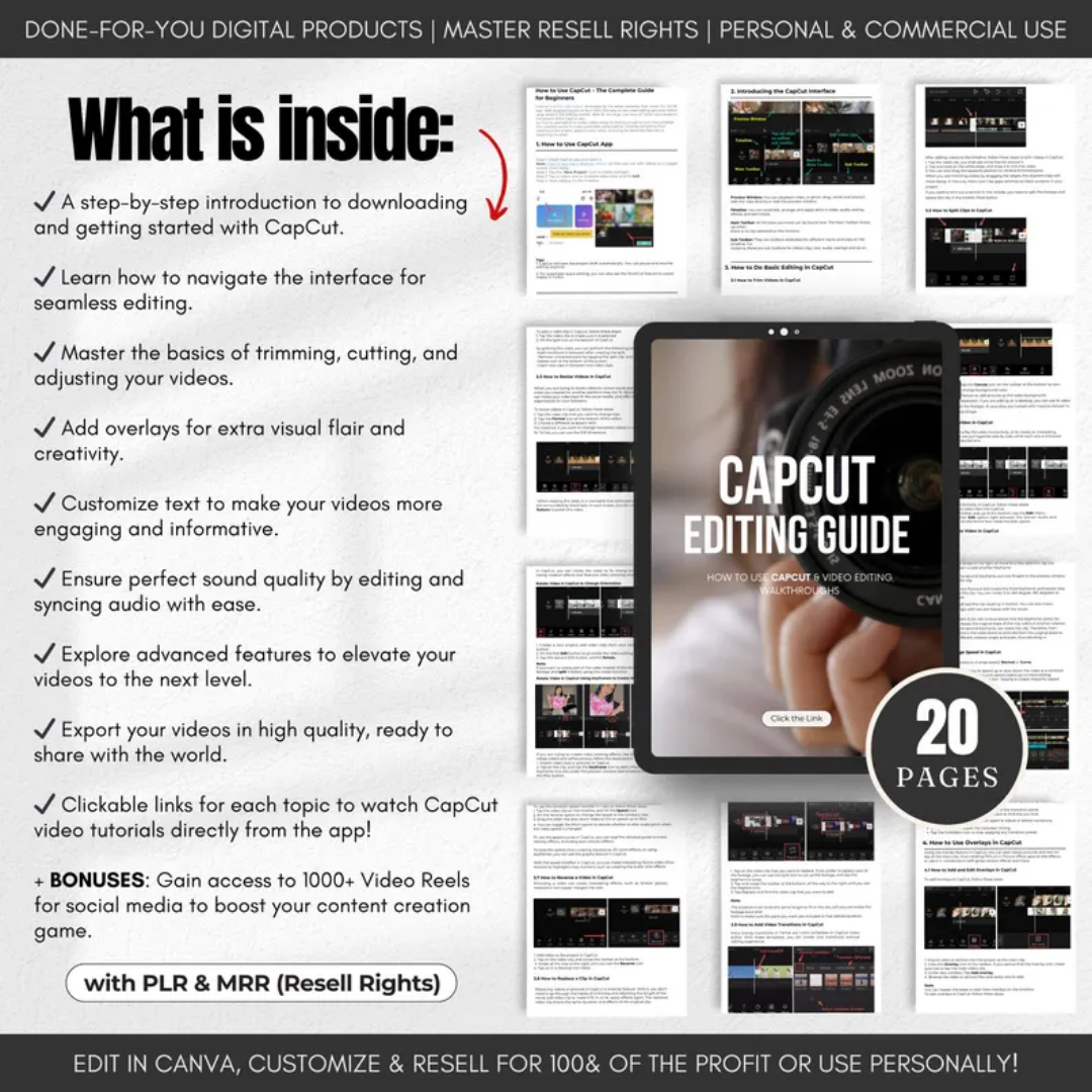 CapCut Video Editing Guide – Master Resell Rights, Editable Templates & Social Media Reels