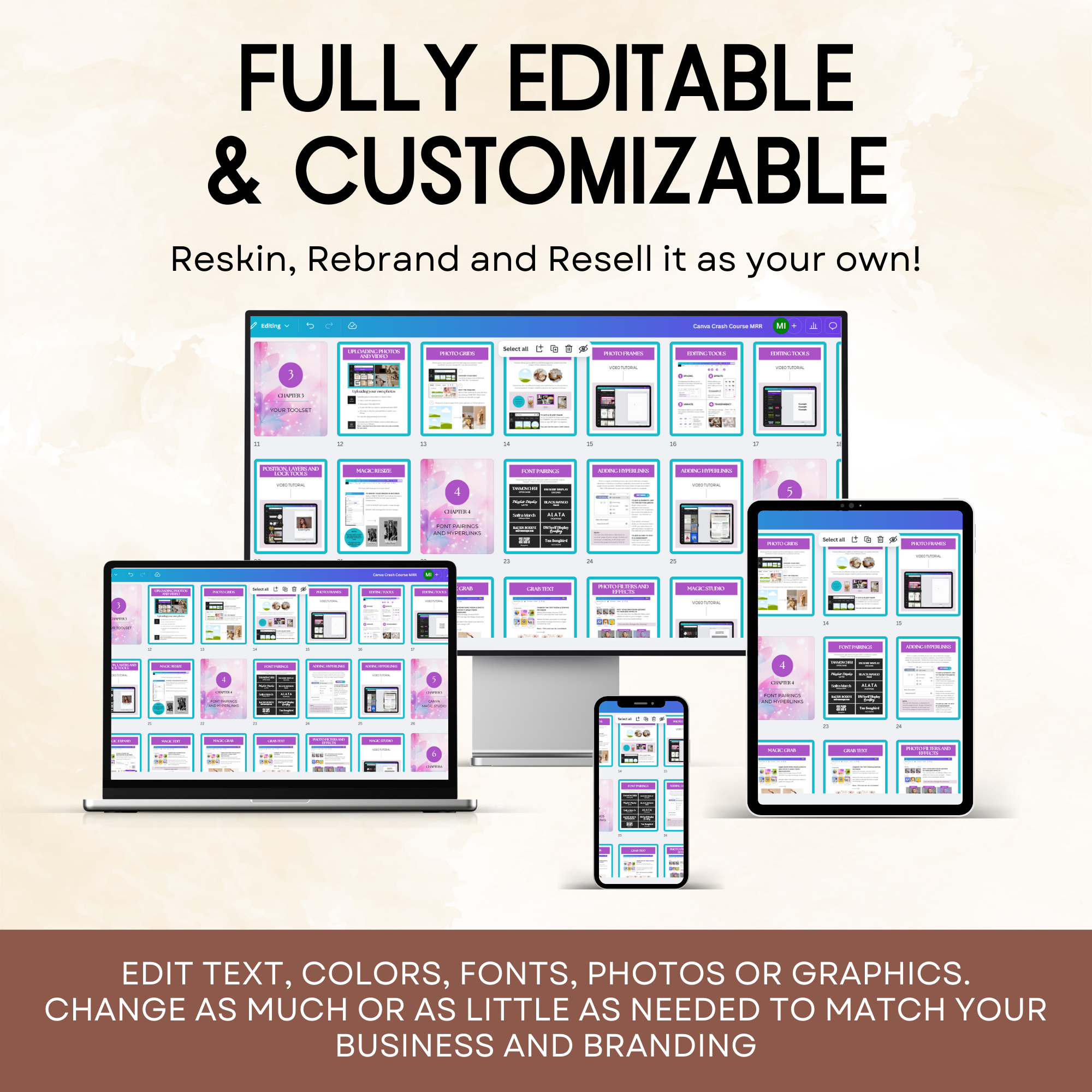 Canva Crash Course | Editable Templates + Video Tutorials | With PLR & MRR Rights | Rebrand & Sell as Your Own | DFY Digital Product