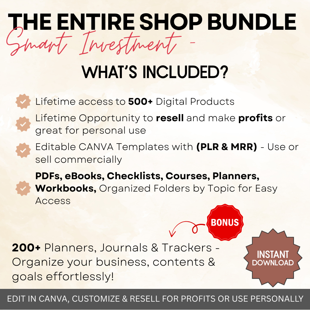 Whole Digital Business Bundle | Lifetime Access to All Courses, Templates & Products | Resell Rights (PLR/MRR)
