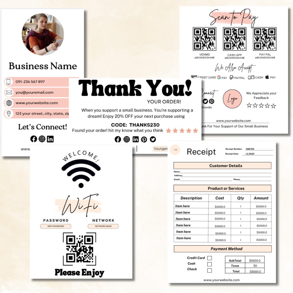 Editable Craft Market Templates | Small Business Signage Pack with Order Form, Price List & QR Code Payment Template