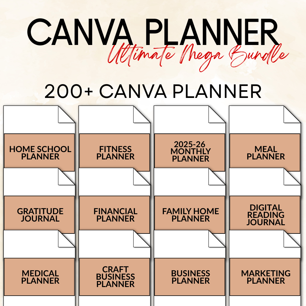 All-in-One 7600+ Page Canva Template Collection | PLR Editable Planners, Journals & Trackers