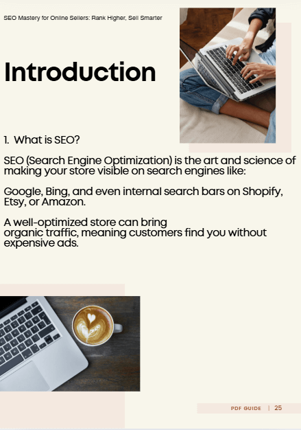 SEO Mastery for Online Sellers: Rank Higher, Sell Smarter - RoncesBizPro4U-PDFGuide